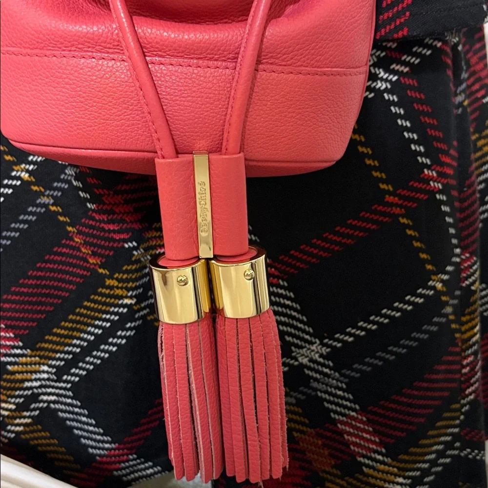 See By Chloé Coral Pink Leather Crossbody Bag with Gold Tone Tassels